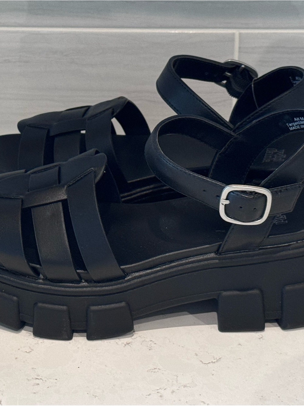 wild fable Black Lug Platform Strappy Sandals